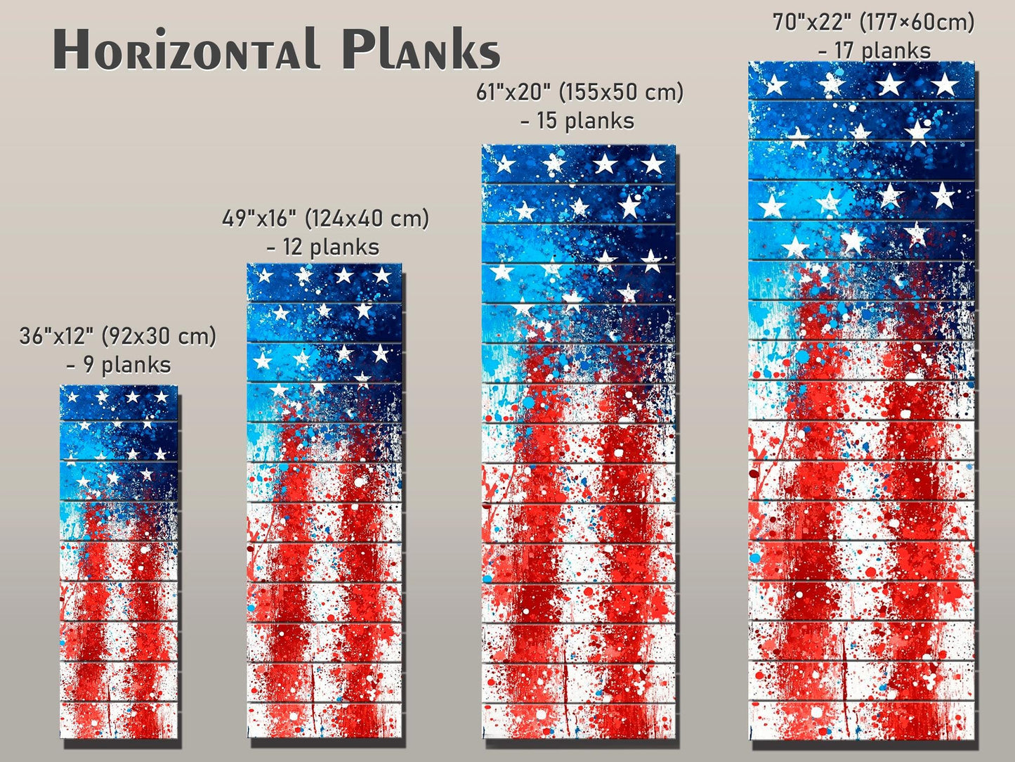 American Flag Wood Art - Abstract USA Flag Print on Natural Wood | Patriotic Wall Decor