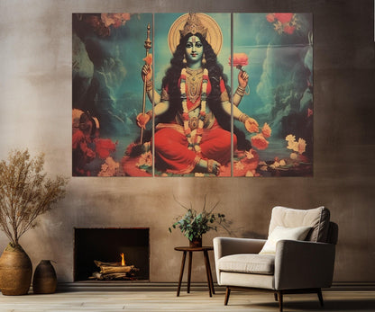 Mata Matangi - Indian Goddess Canvas Print, Vintage Indian Hindu God Painting, Indian Religious Wall Art, Framed and Ready to Hang