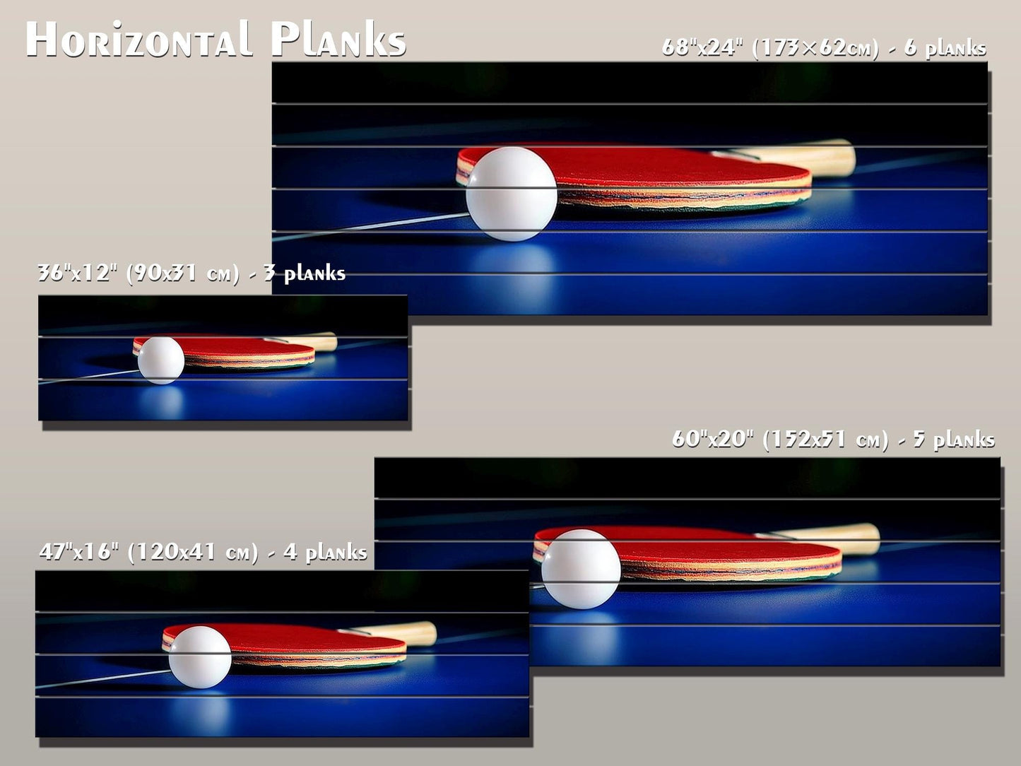 Table Tennis Wall Art – Natural Wood Print with Unique Wood Grain & UV Colors
