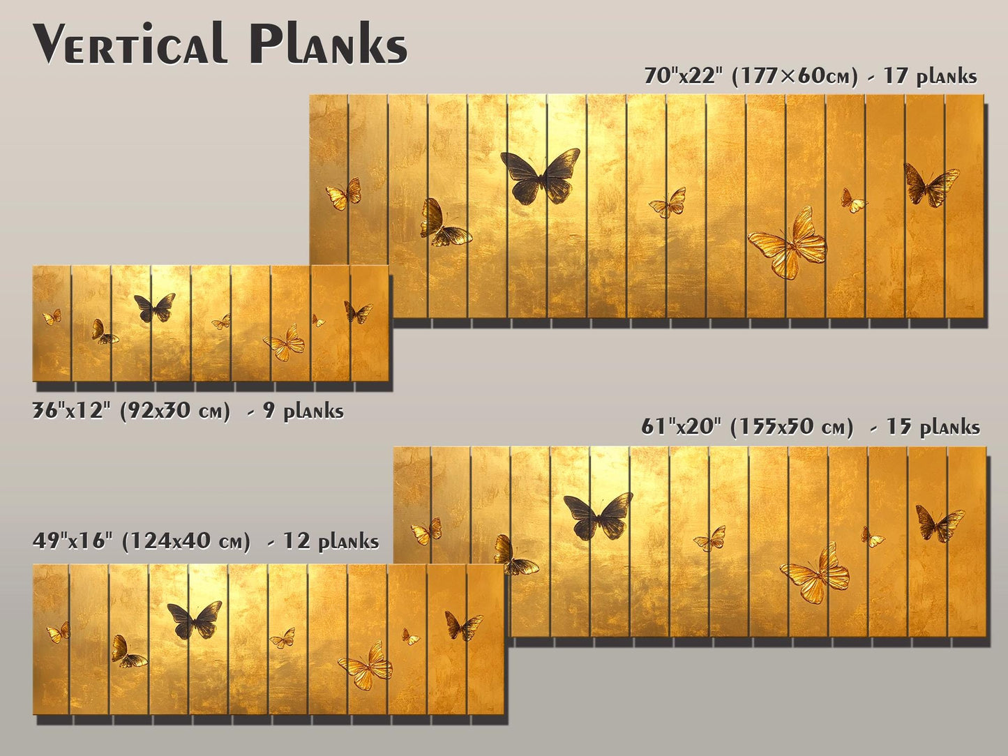 Gold Butterfly Wall Art - Printed Wood Panel | Luxury Wood Wall Decor