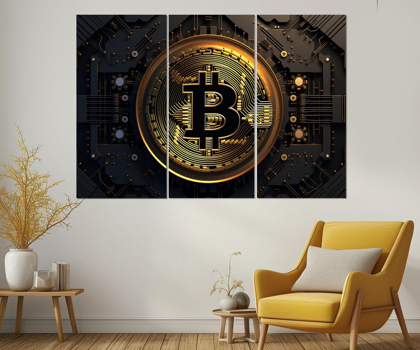Bitcoin Canvas Print - Large Crypto Wall Art | Framed Cotton Canvas, Investor Gift