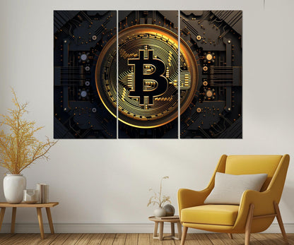 Bitcoin Canvas Print - Large Crypto Wall Art | Framed Cotton Canvas, Investor Gift
