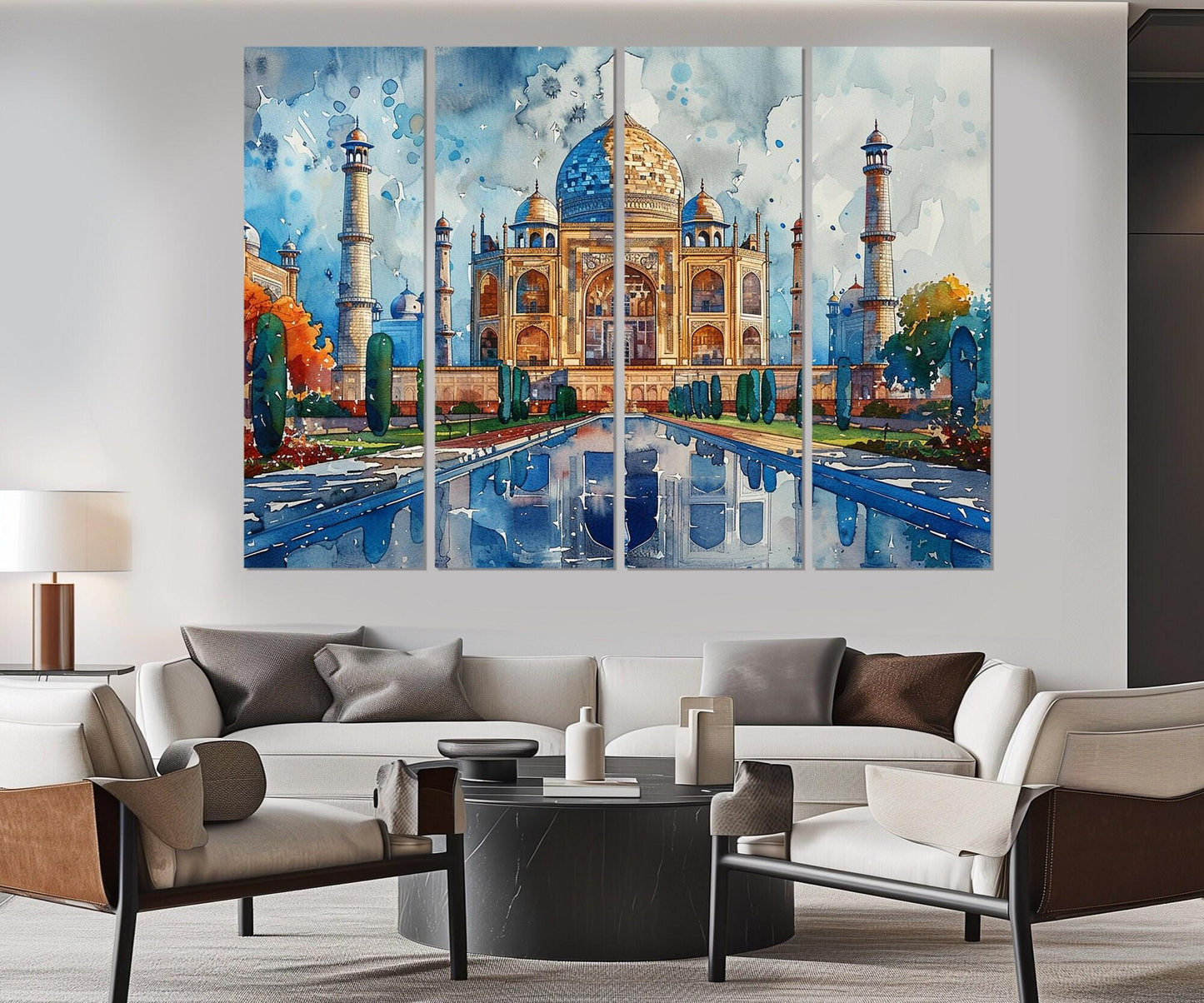 Taj Mahal Canvas Print - Abstract Indian Wall Art | Large Framed Cotton Canvas
