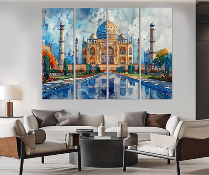 Taj Mahal Canvas Print - Abstract Indian Wall Art | Large Framed Cotton Canvas