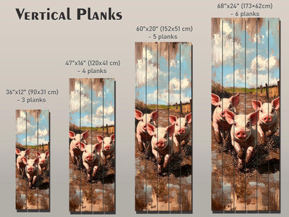 Wood Wall Art – Piglet Painting Print on Wood – Playful Farm Animal Wall Decor – Rustic Wood Print for Country Homes