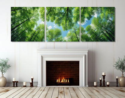 Green Trees Canvas Print – Large Forest Wall Art | Framed & Ready to Hang