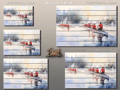 Rowing Wood Wall Art | Natural Wood Art – UV Printed Rustic Wall Decor