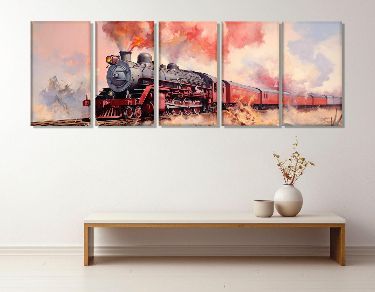 Steam Train Canvas Print - Vintage Train Art On Cotton Canvas | Framed Ready To Hang