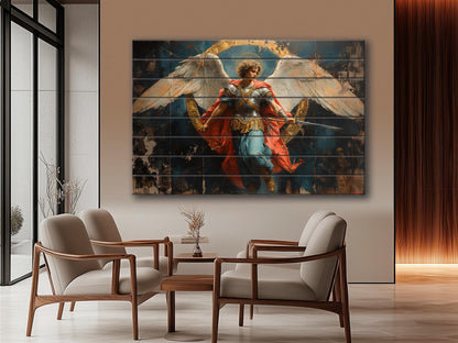 Saint Michael Wood Art - Rustic Wood Wall Decor | Catholic Home Decor, Ready to Hang