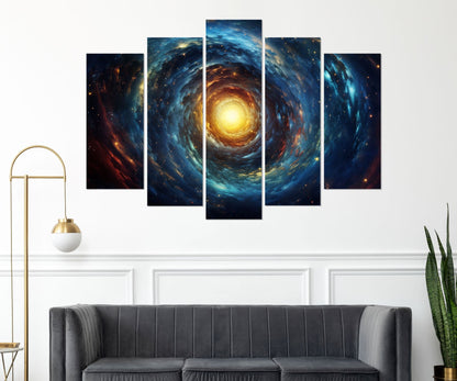 Spiral Galaxy Painting - Abstract Universe Wall Art | Framed Canvas Print, Ready to Hang