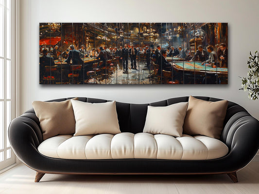 Rustic Wood Wall Art – Vintage Casino Print | Monte Carlo Retro Decor