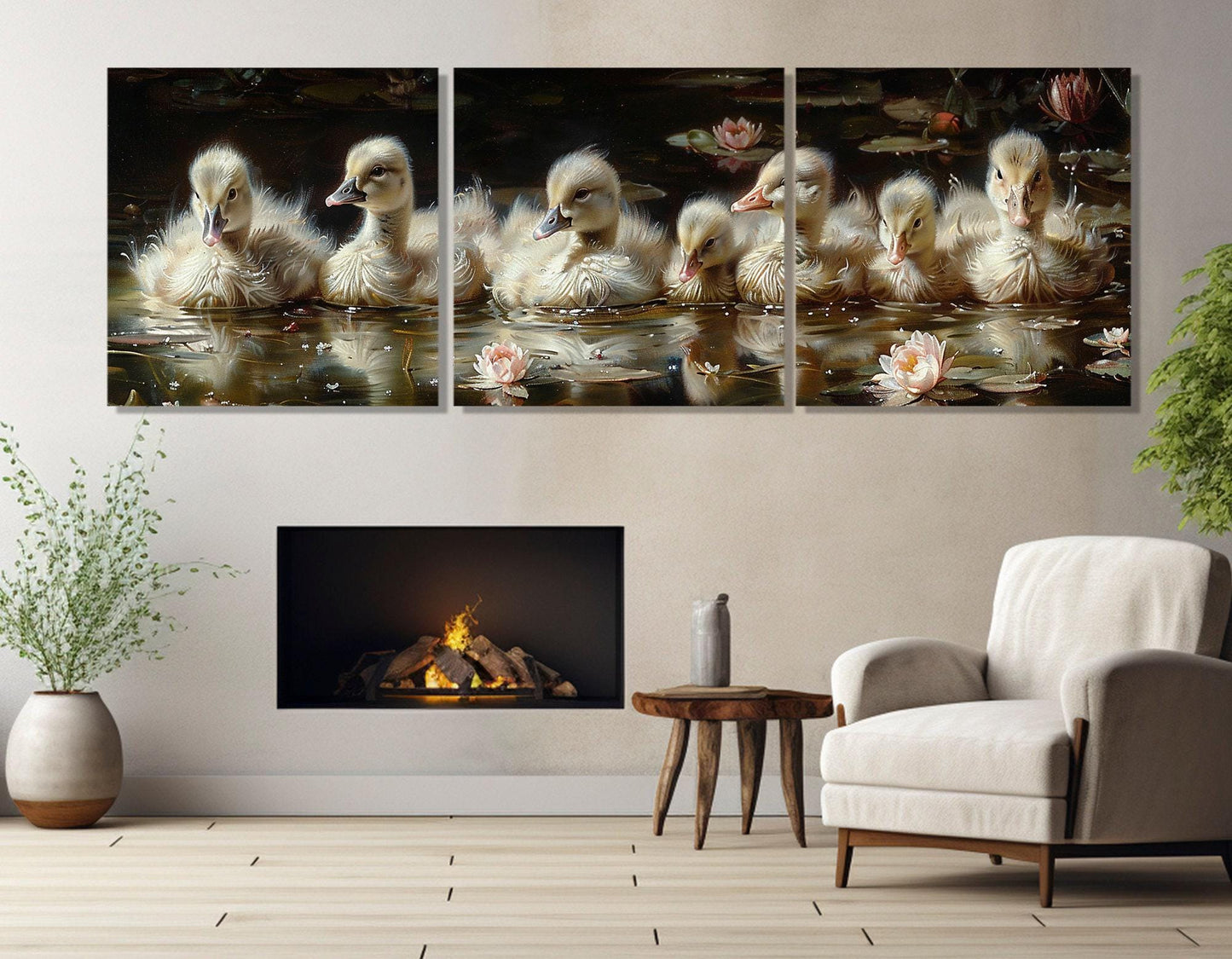 Cygnets Canvas Print - Cute Swans Wall Art | Framed & Ready to Hang Cotton Canvas