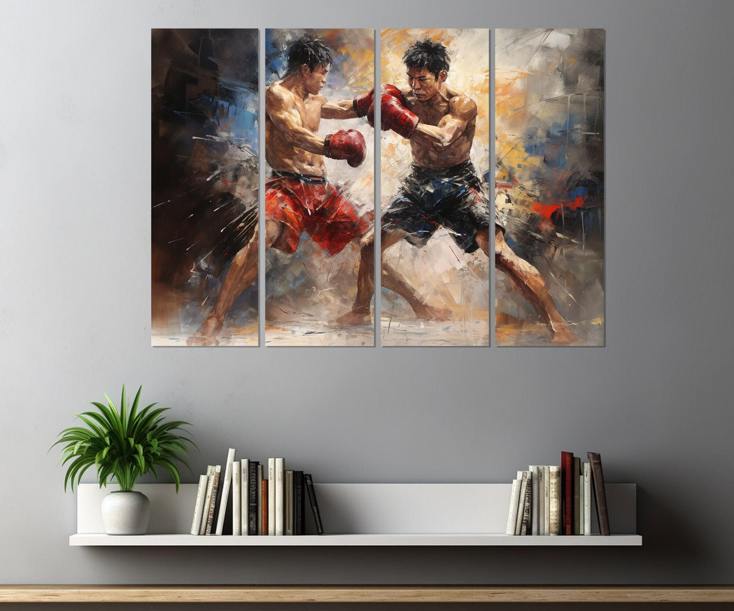 Muay Thai Canvas Art – Framed Cotton Print | Abstract Martial Arts Wall Decor