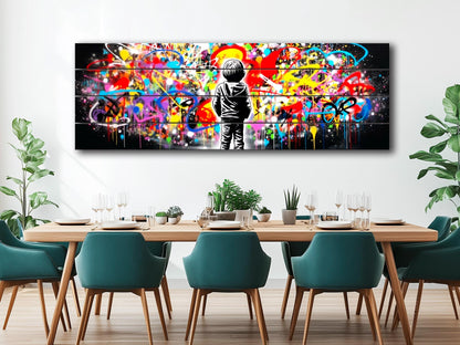 Wood Wall Art - Banksy Style Print on Wood | Urban Street Art Graffiti Decor