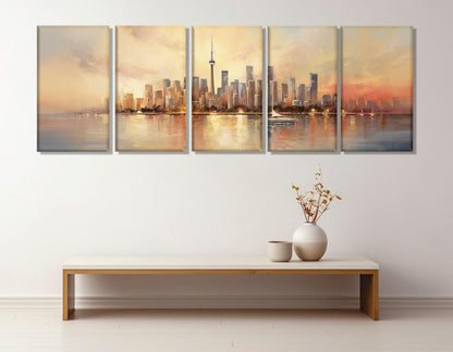 Toronto Wall Art – Abstract City Painting on Gallery Wrapped Canvas, Ready to Hang