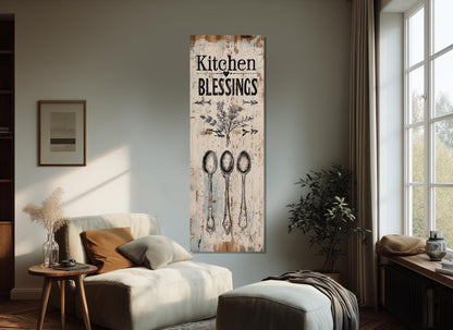Kitchen Blessings Canvas Print - Rustic Kitchen Sign | Framed & Ready to Hang