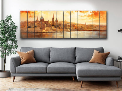 Rustic Valletta Wood Art – Valletta Skyline Wall Art | Natural Wood Wall Hanging