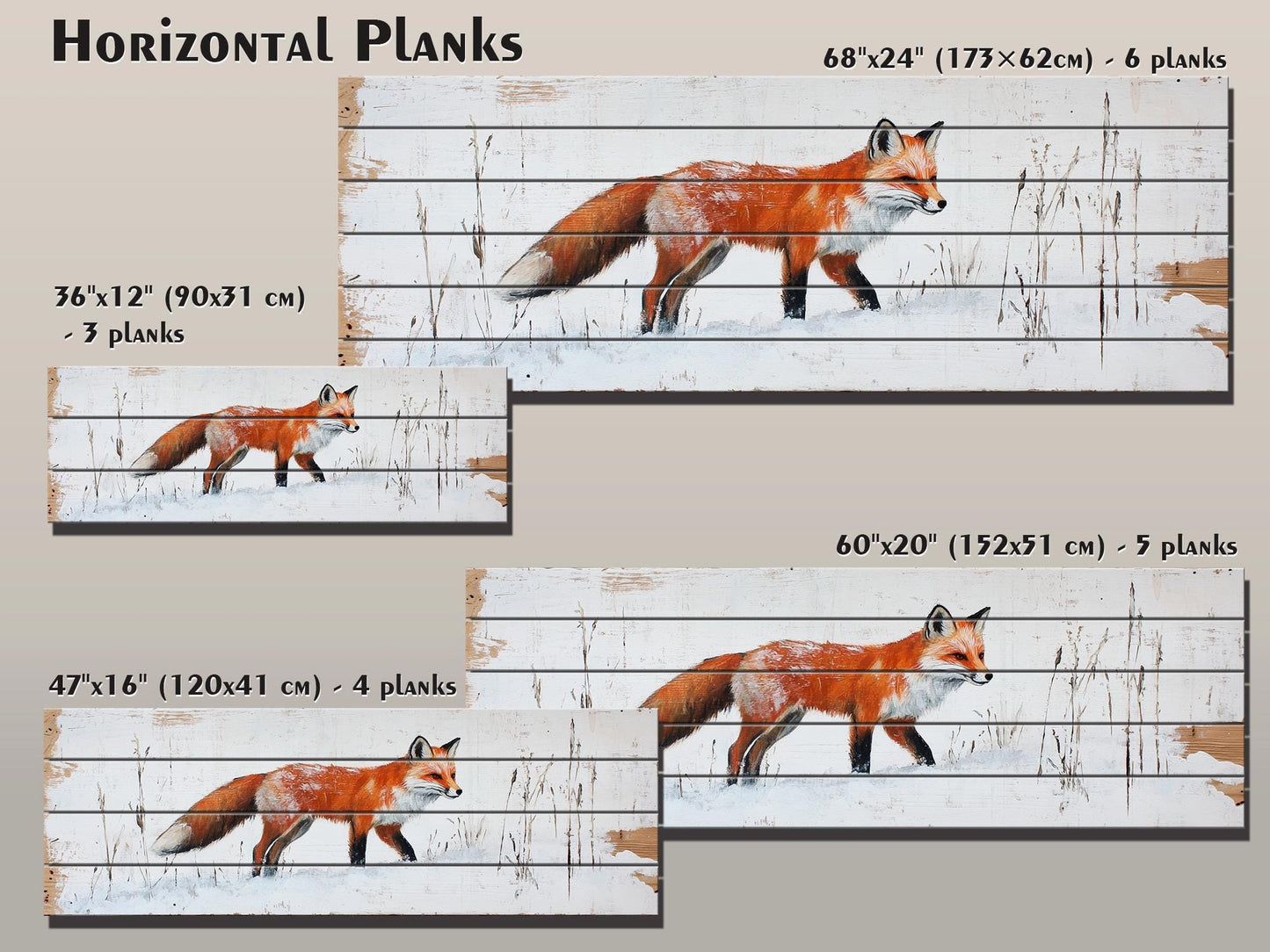 Rustic Wood Wall Art - Sly Fox in Snow Painting Printed on Wood, Hunting Wall Art, Forest Animals Print, Hunter Gift, Forest Cabin Decor