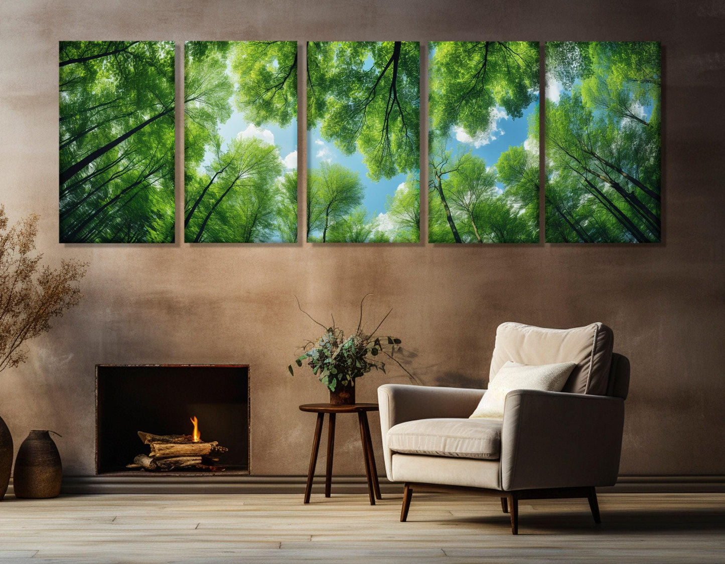 Green Trees Canvas Print – Large Forest Wall Art | Framed & Ready to Hang