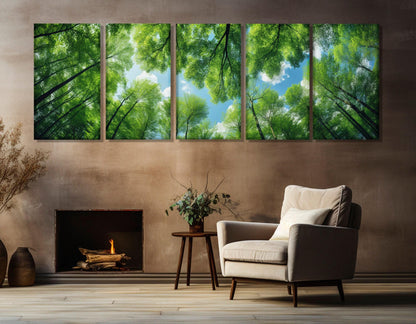 Green Trees Canvas Print – Large Forest Wall Art | Framed & Ready to Hang