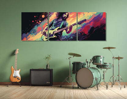 Pop Art Guitar Canvas - Abstract Guitar Painting | Framed Ready to Hang Wall Art