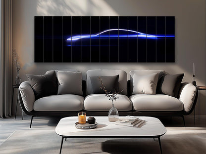 Minimalist Sports Car Silhouette  Printed on Wood - Vehicle Wall Art