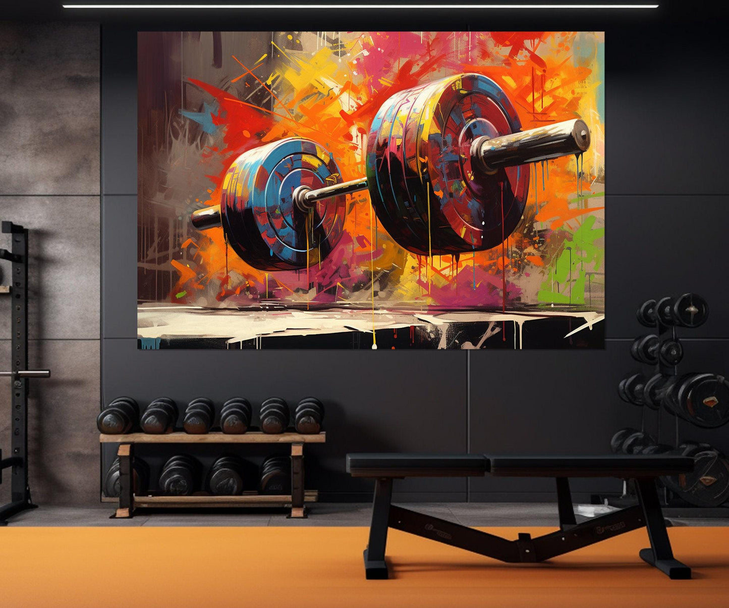 Weightlifting Canvas Print – Abstract Gym Wall Decor | Fitness Painting, Motivational Art