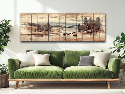 Yellowstone Wood Print – Rustic Wall Decor on Natural Wood Art Panel
