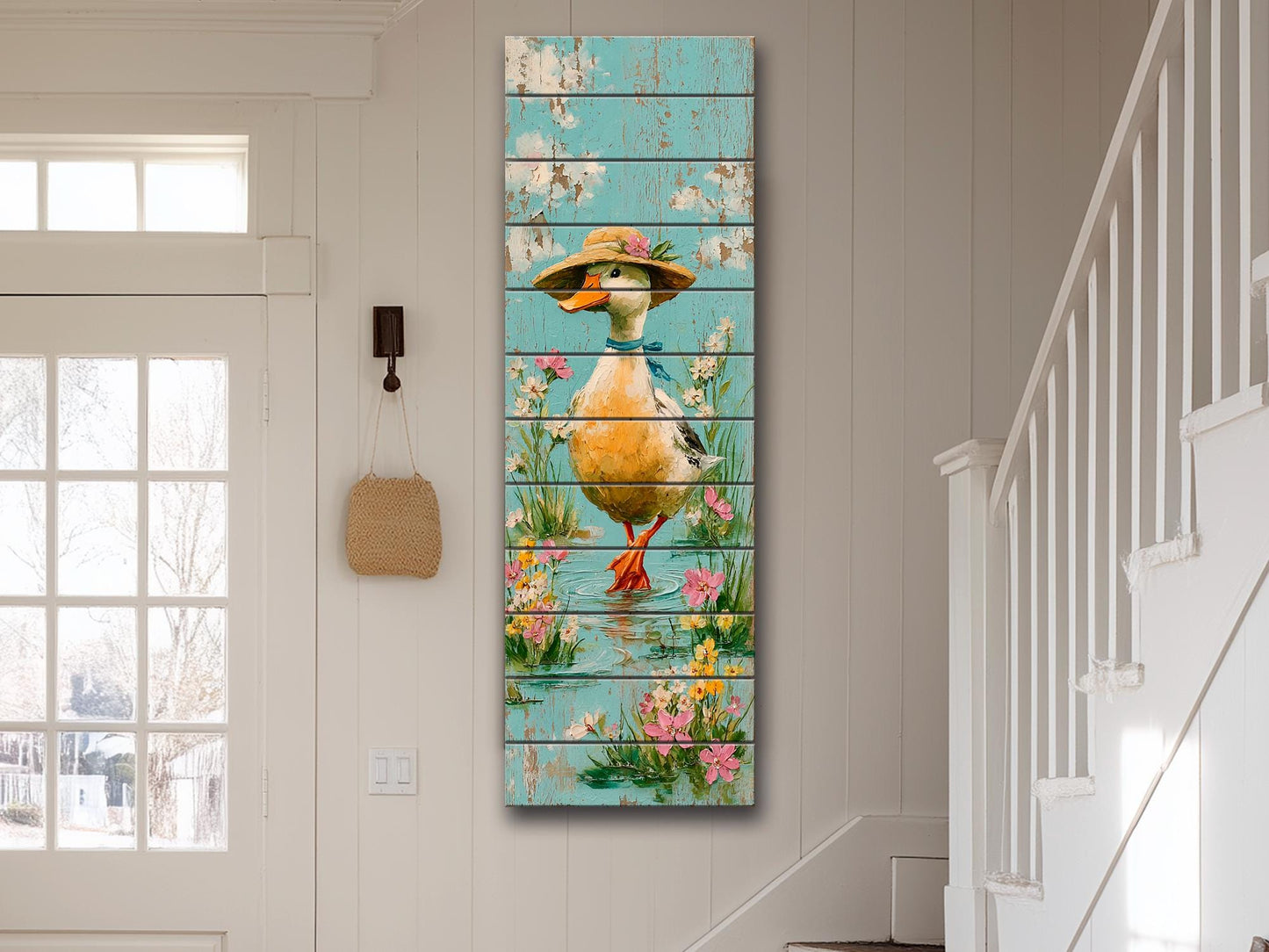Rustic Wood Wall Art – Country Duck Decor on Wood Plank – Farmhouse Wall Art