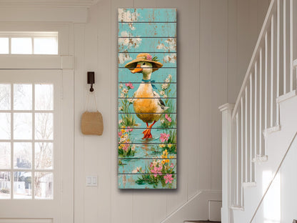 Rustic Wood Wall Art – Country Duck Decor on Wood Plank – Farmhouse Wall Art