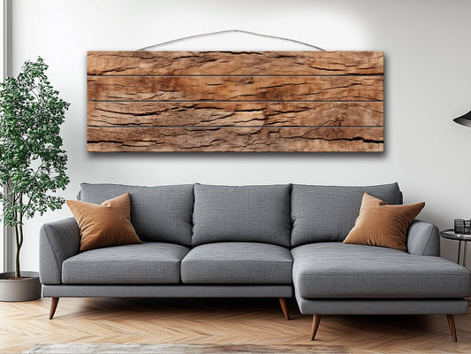 Wood Texture Print – Rustic Wall Art on Natural Wood Planks with Tree Bark Design