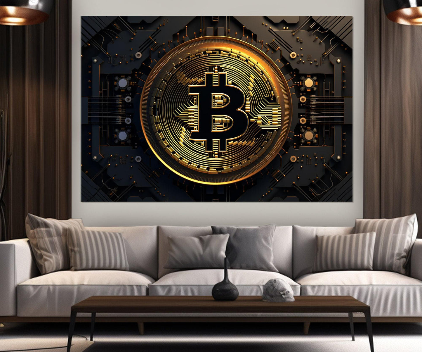 Bitcoin Canvas Print - Large Crypto Wall Art | Framed Cotton Canvas, Investor Gift