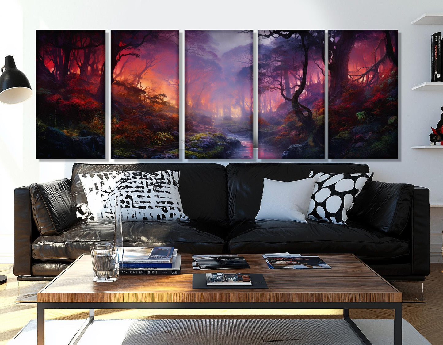 Mystical Forest Canvas Print – Fantasy Forest Painting | Large Dusk Wall Art