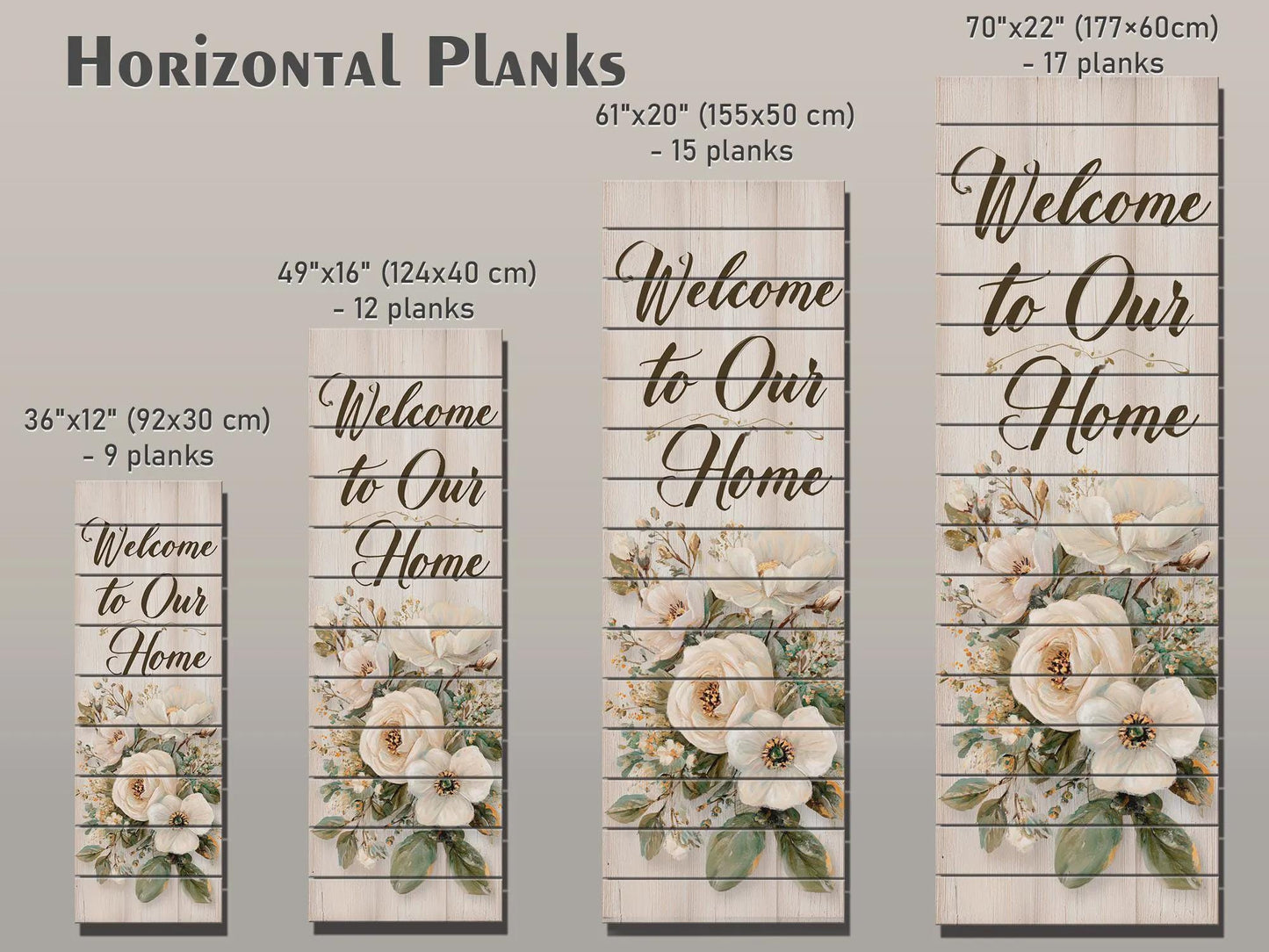 Welcome Home Wood Art – Rustic Wood Wall Art With Floral Farmhouse Decor