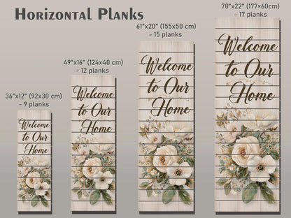 Welcome Home Wood Art – Rustic Wood Wall Art With Floral Farmhouse Decor