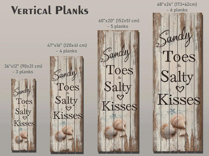 Rustic Beach Wall Art – Sandy Toes & Salty Kisses Coastal Wood Sign Decor