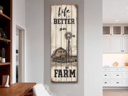 Rustic Wood Wall Art – Life On The Farm Sign | Cozy Country Wall Decor