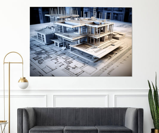 Architect Wall Decor, Architect Gift, Modern Architect Canvas Print, Architect Wall Art, Framed and Ready to Hang