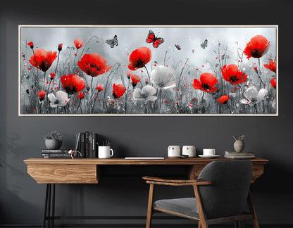 Poppy Field Canvas – Dreamy Watercolor Floral Wall Art | Framed & Ready to Hang
