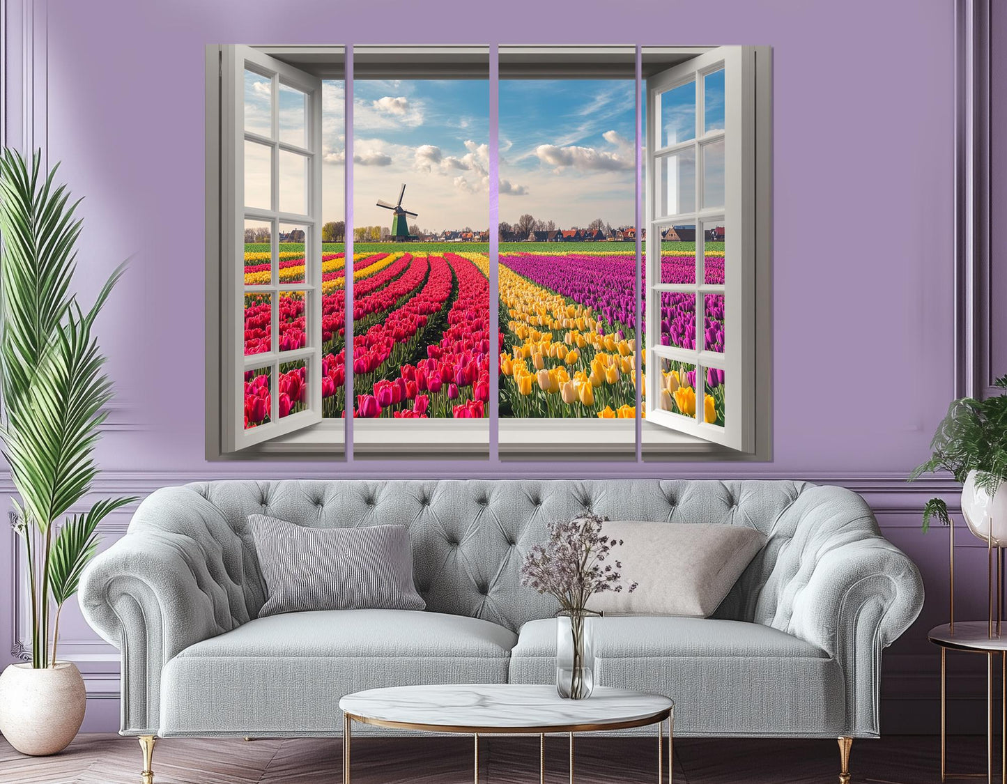Tulip Field Canvas Print – Open Window Wall Art | Floral Wall Art, Framed & Ready to Hang