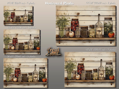 Rustic Kitchen Wall Art – Spices and Herbs Printed Wood Plank Decor