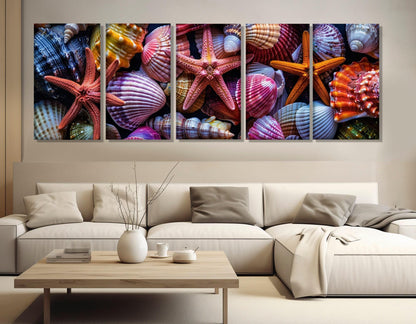 Sea Shells Canvas Print – Framed Floating Frame | Underwater Wall Art Decor