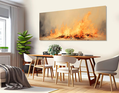 Burning Fire Canvas Print – Large Abstract Fire Painting | Ready to Hang Framed Art