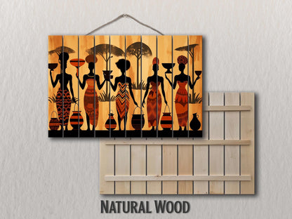 Wood Wall Art – Abstract African Painting on Wood | Ethnic Wall Decor, Rustic Style