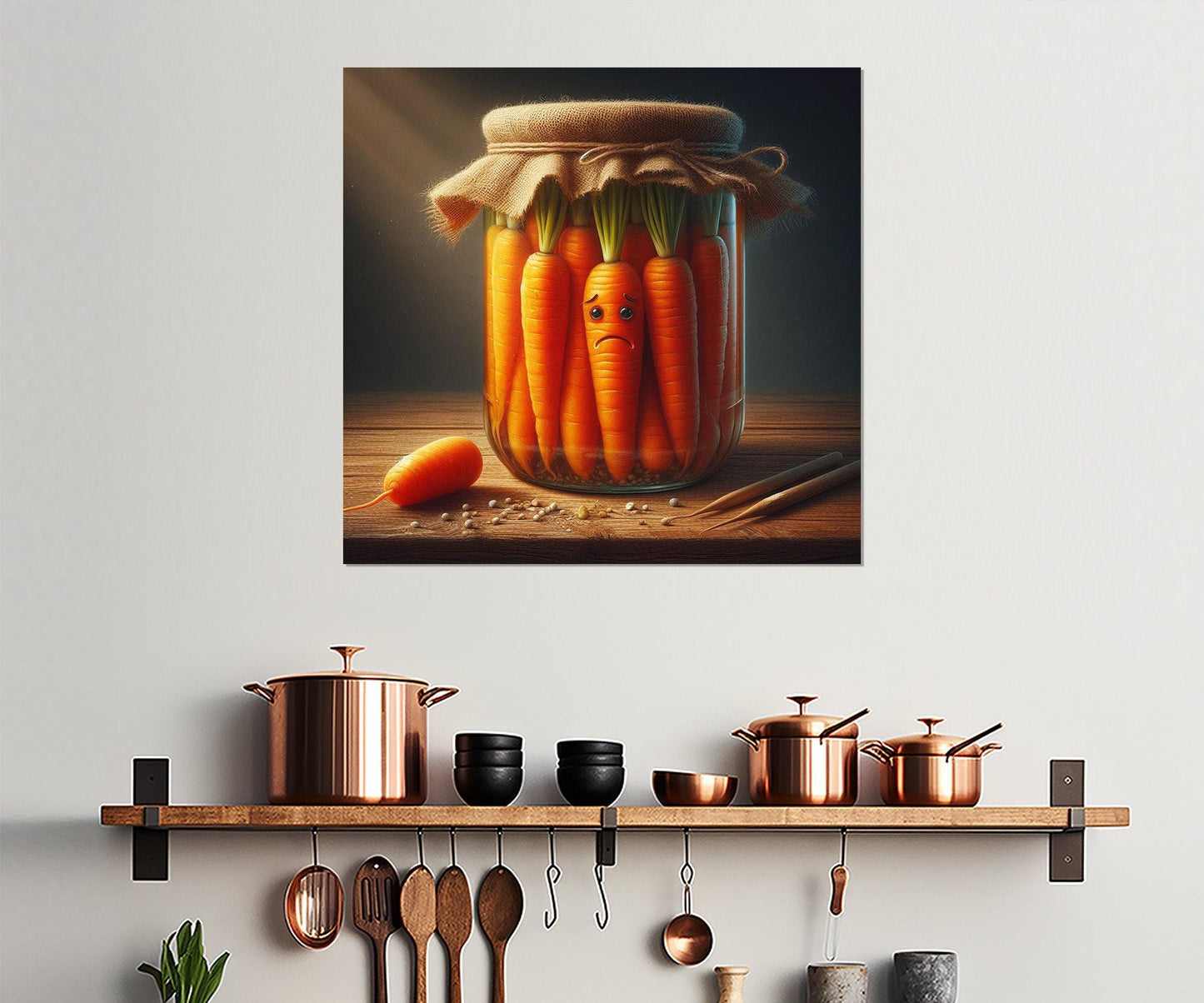 Kitchen Wall Decor – Funny Kitchen Print Pickled Vegetables Art Framed Canvas Print