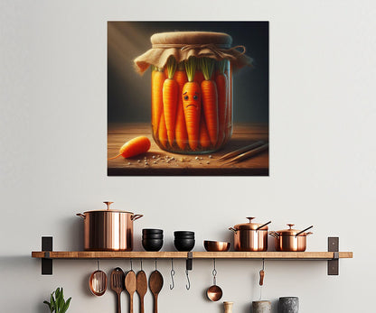 Kitchen Wall Decor – Funny Kitchen Print Pickled Vegetables Art Framed Canvas Print