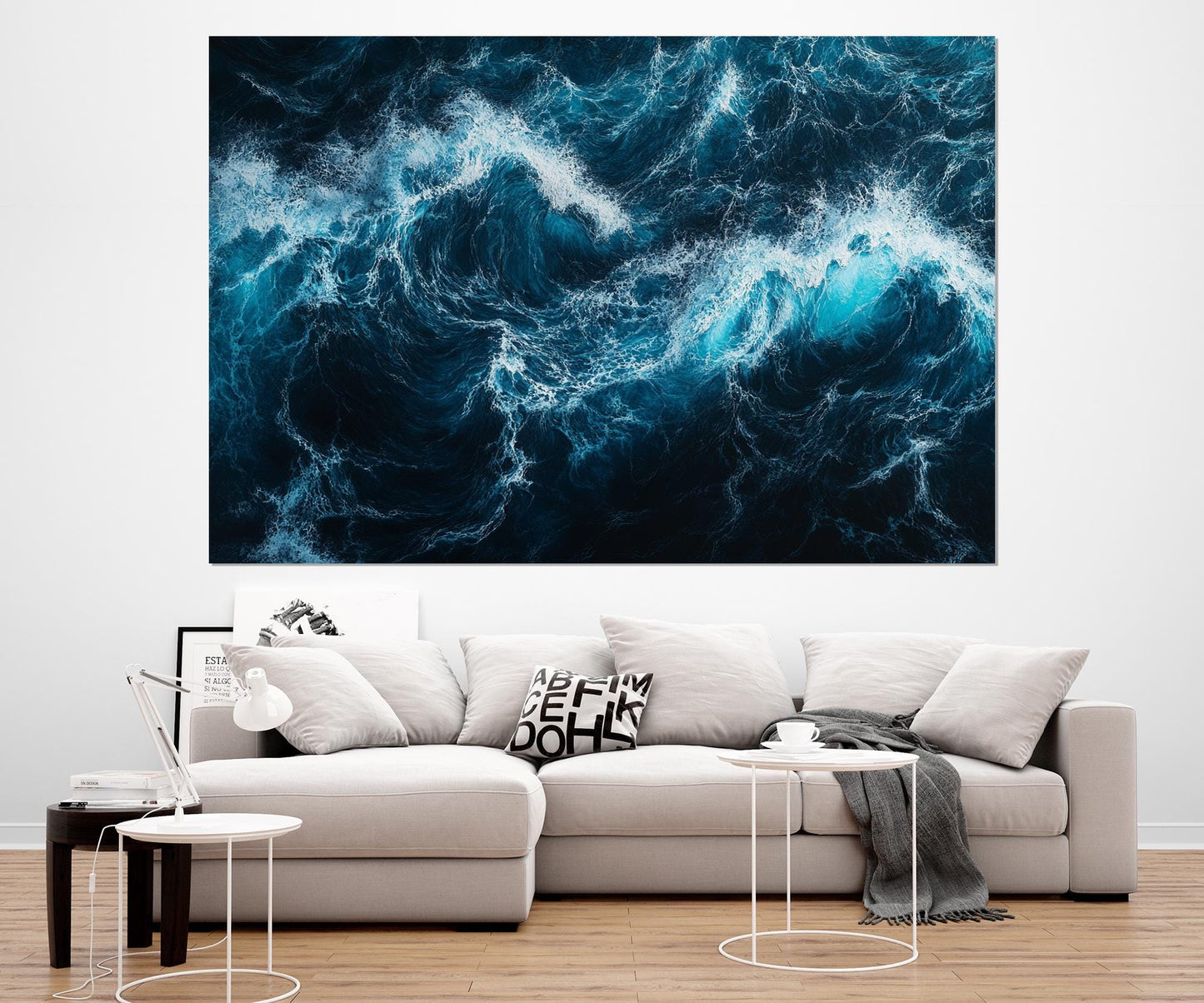 Ocean Wall Art - Deep Blue Waves Canvas Print | Large Framed Ocean Artwork Ready to Hang