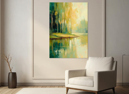 Impressionist Forest Painting – Serene Landscape Art | Framed Canvas Print Ready to Hang