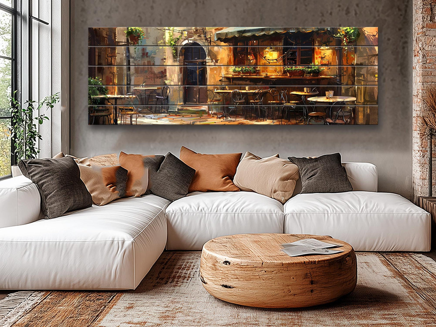 Italian Bistro Wall Art – Rustic Wood Plank Art | Scenic Italy Wood Print