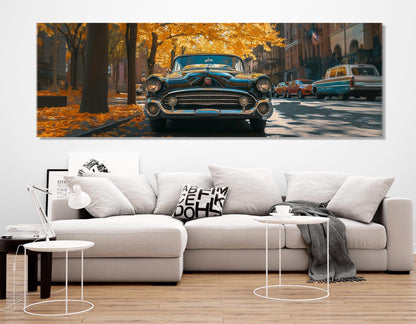 Vintage American Car Canvas | Retro Cars Wall Art - Framed & Stretched Canvas Print